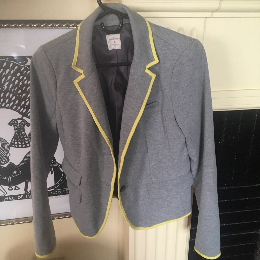 Gap blazer
Grey with Yellow ribbon trip.